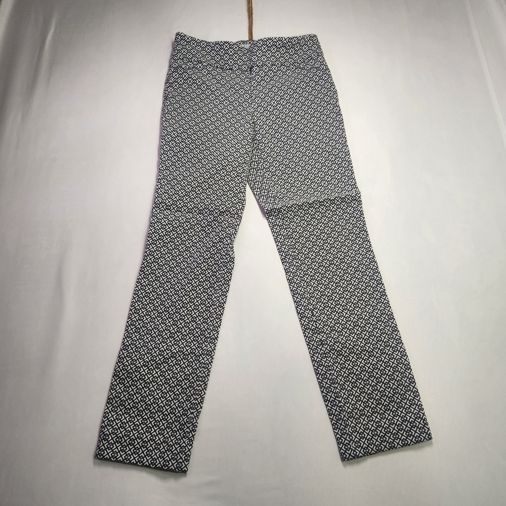 ⭐️Charter Club Cambridge Pants 4P Petite Black Geo Print Crop Slim Preppy Office